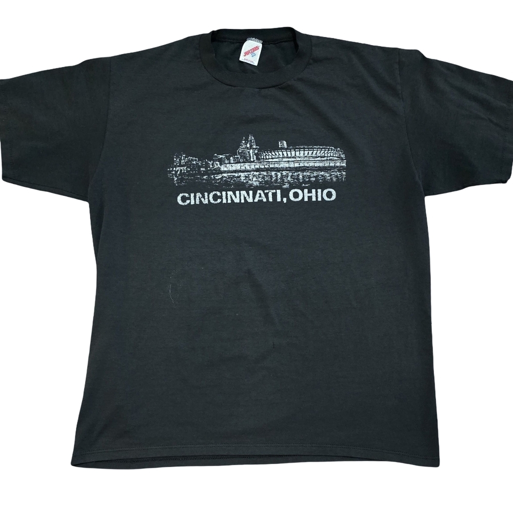 90s Vintage Single Stitch Cincinnati Ohio Skyline Faded Retro Shirt XXL
